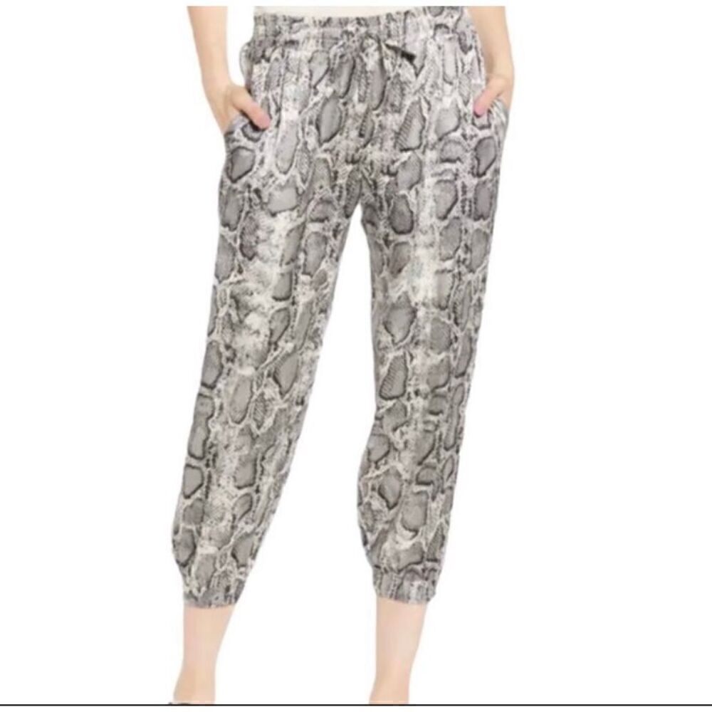 Bishop & Young Gray & Tan Snake Python Animal Print Jogger Pants XS